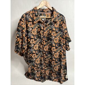 Margaritaville Hawaiian Camp Shirt – Floral Black & Orange – Men’s XL –